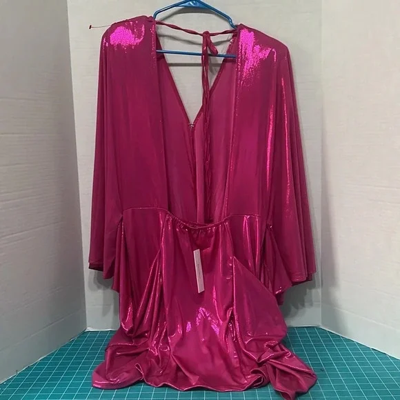 Women's Party Dress Backless Batwing Long Sleeve V-Neck Drape Knot Dress Size L - Picture 7 of 9